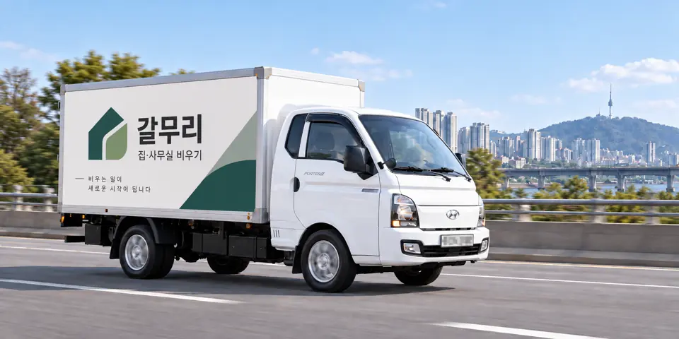 갈무리 작업 차량을 담은 그림 · 삼숭동 유품정리